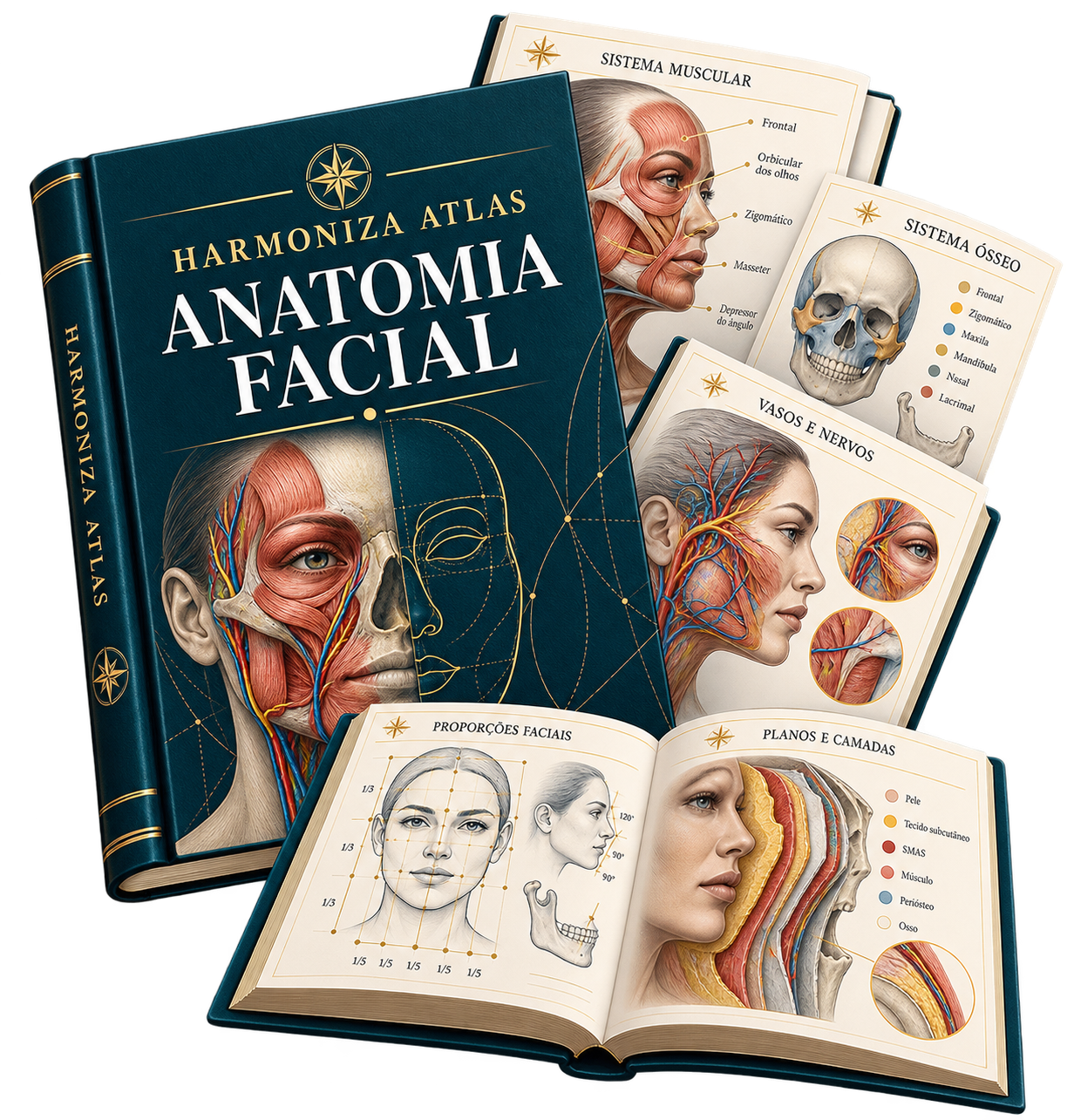 Mockup físico do atlas de anatomia facial