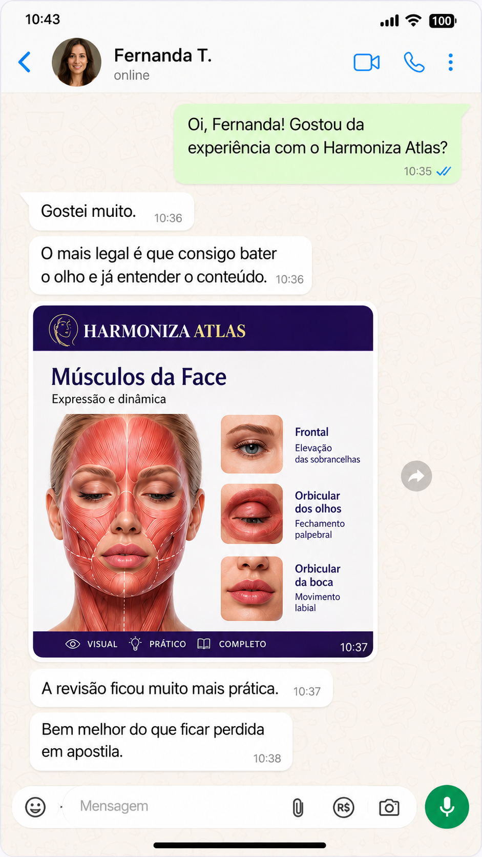 Depoimento real de Fernanda T. sobre o Harmoniza Atlas