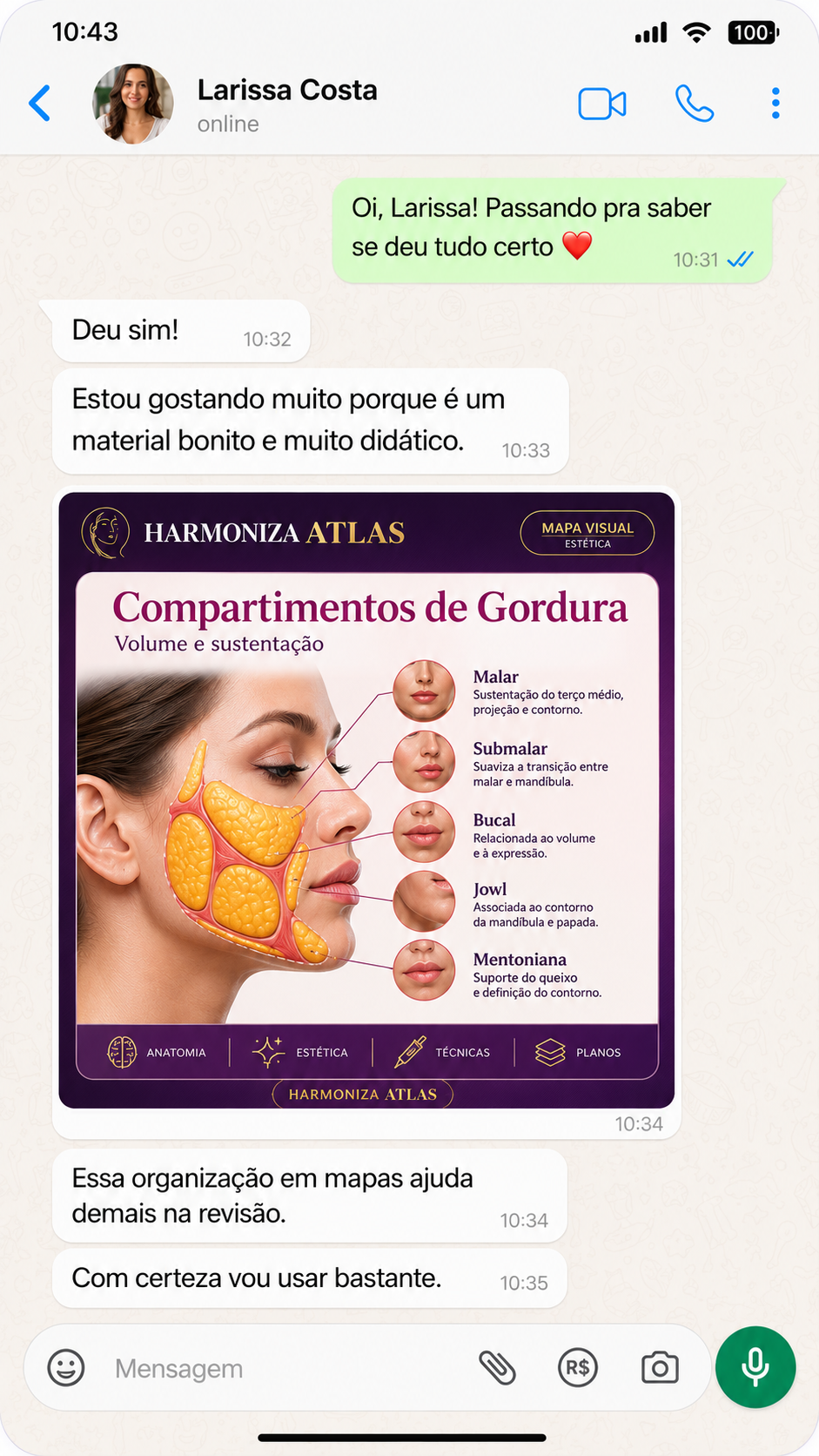 Depoimento real de Larissa Costa sobre o Harmoniza Atlas