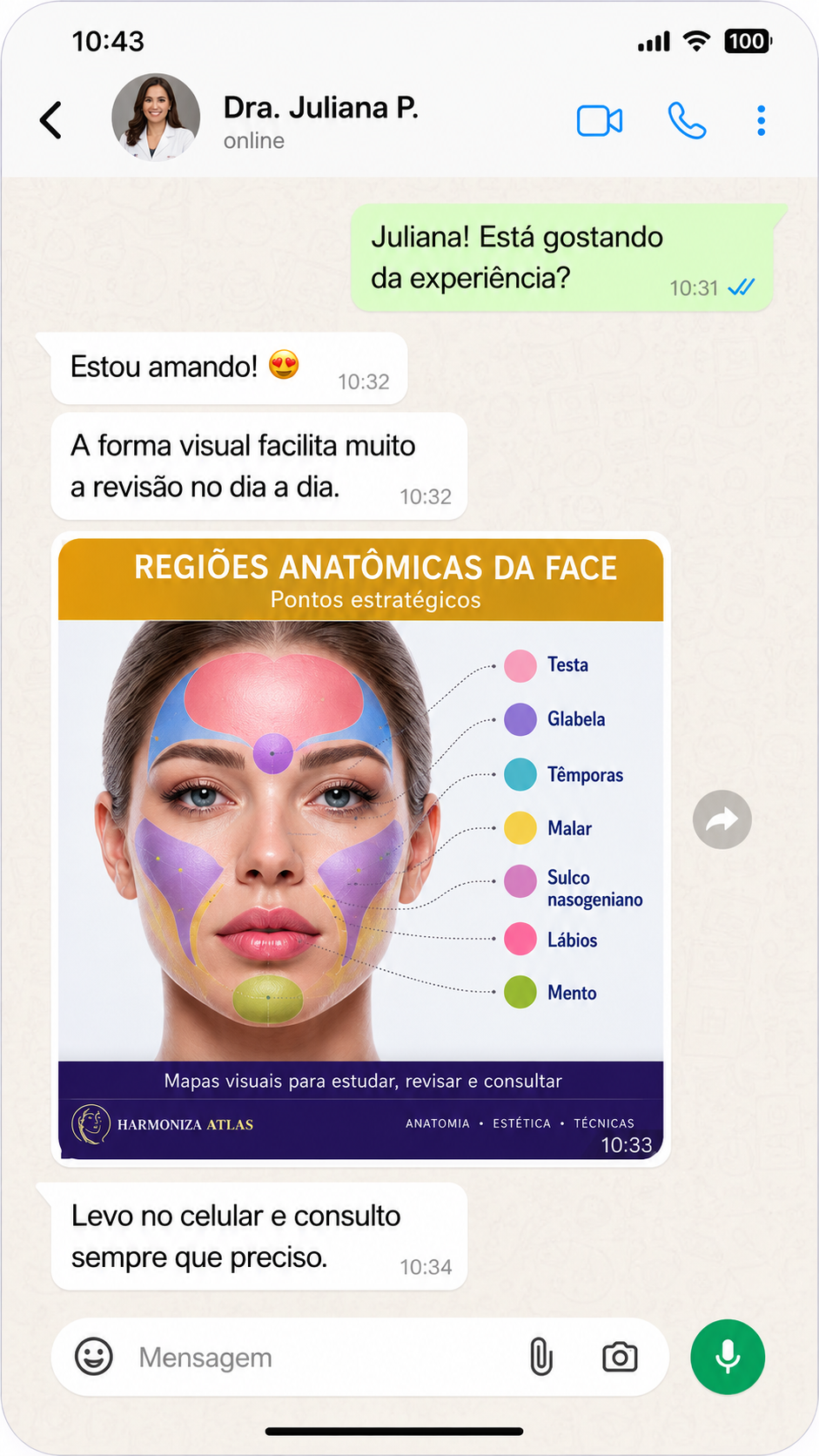 Depoimento real de Dra. Juliana P. sobre o Harmoniza Atlas