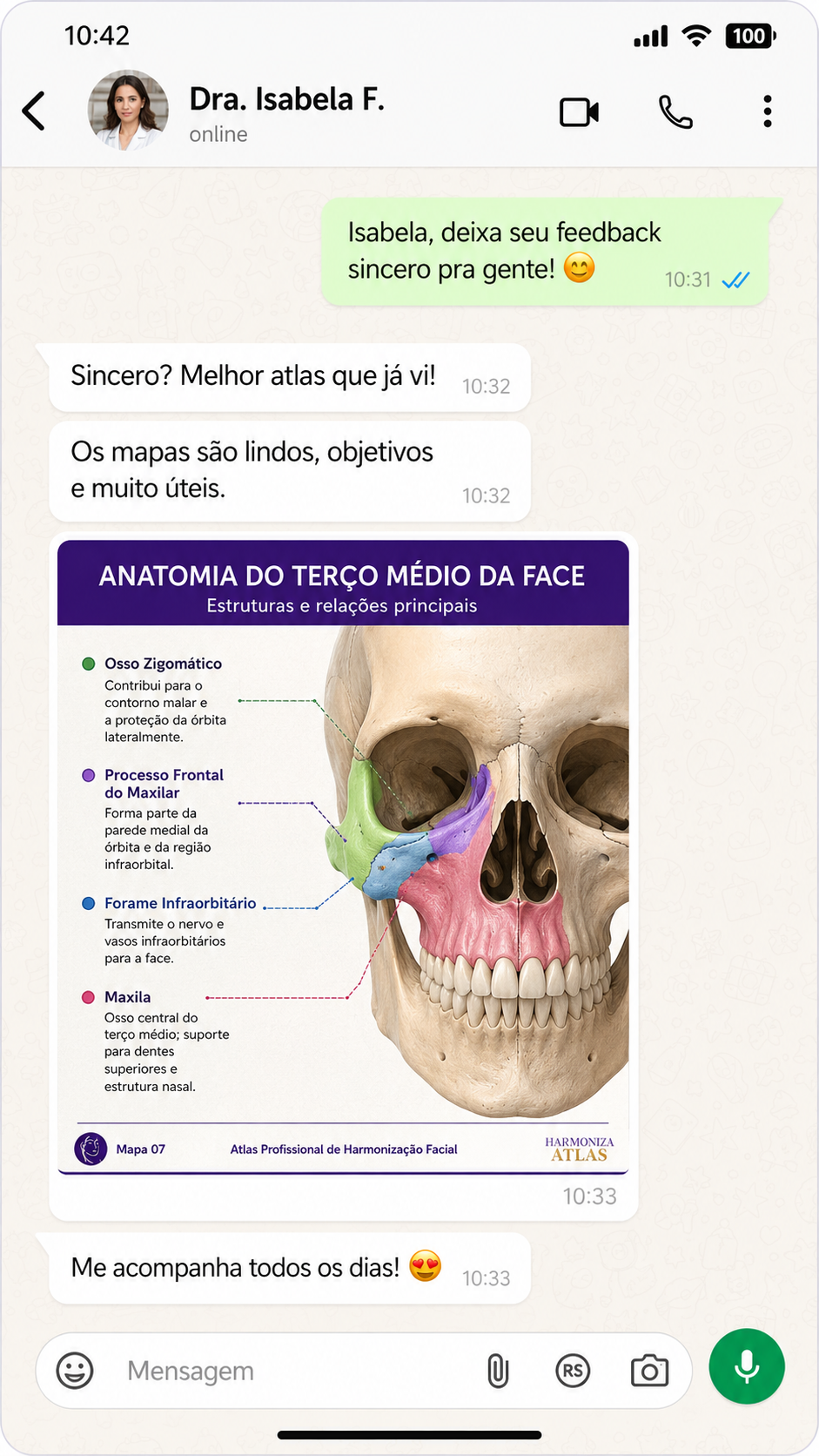 Depoimento real de Dra. Isabela F. sobre o Harmoniza Atlas