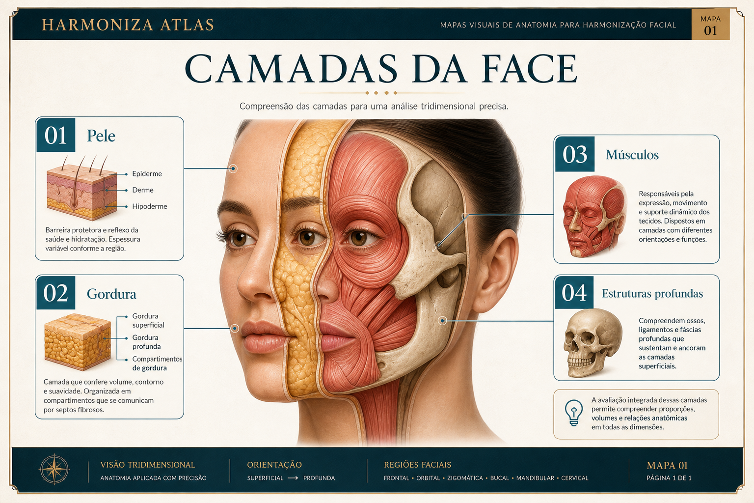 Mapa visual — camadas da face